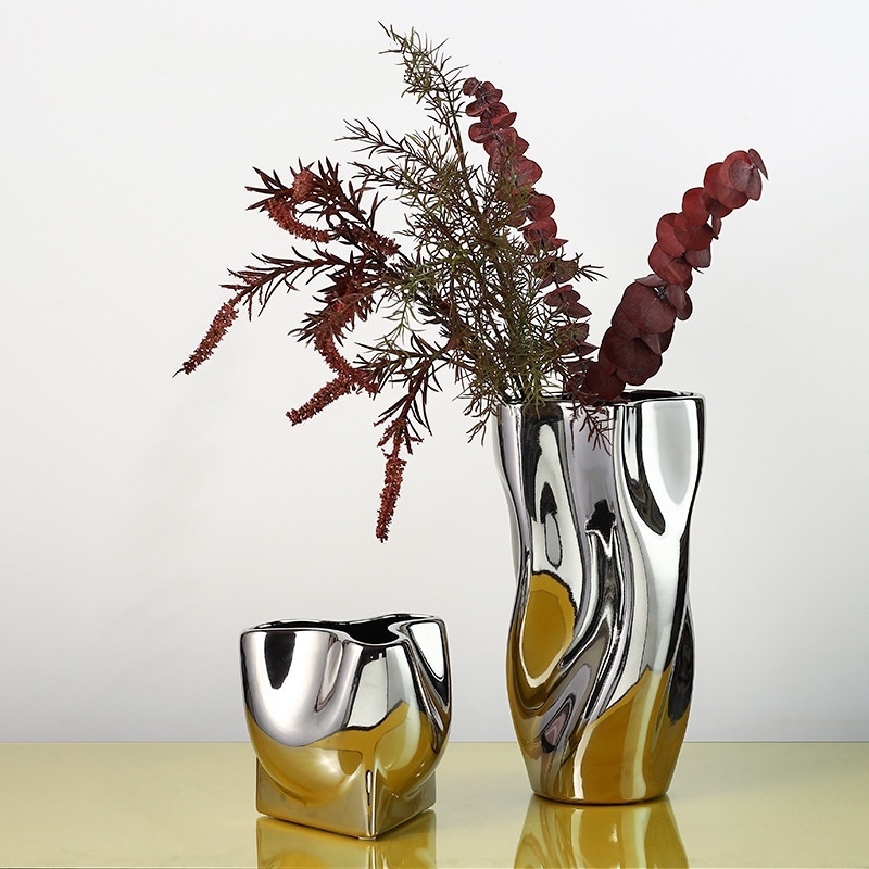 Light-luxury Silver-plated Ceramic Vase Decoration For Home Decor